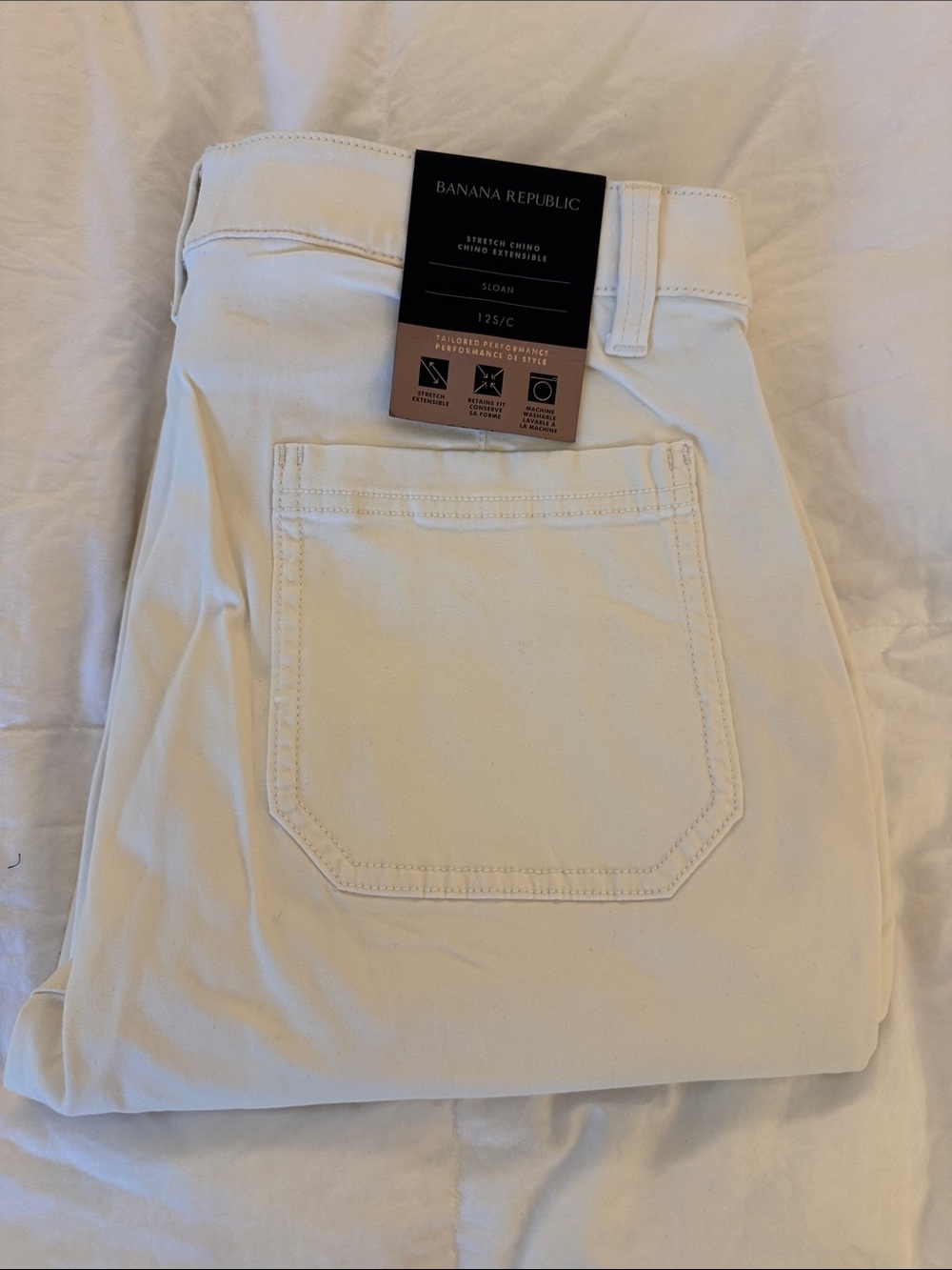 NWT Banana Republic Stretch Chino Pants in Cream - Size 12P